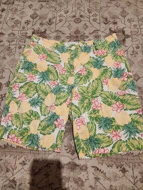 Talbots Yellow Pineapple & Green Leaf Women's Board Shorts